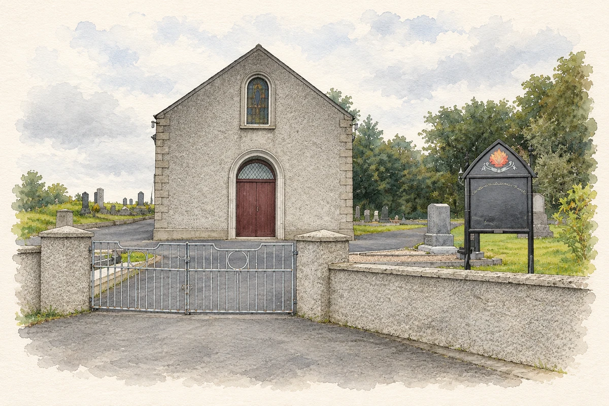 Watercolour and fine ink illustration of Presbyterian Church, Braddocks.