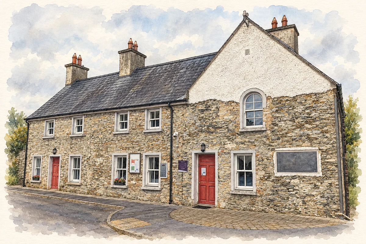 Watercolour and fine ink illustration of Mary Leadbeater House, Ballitore.