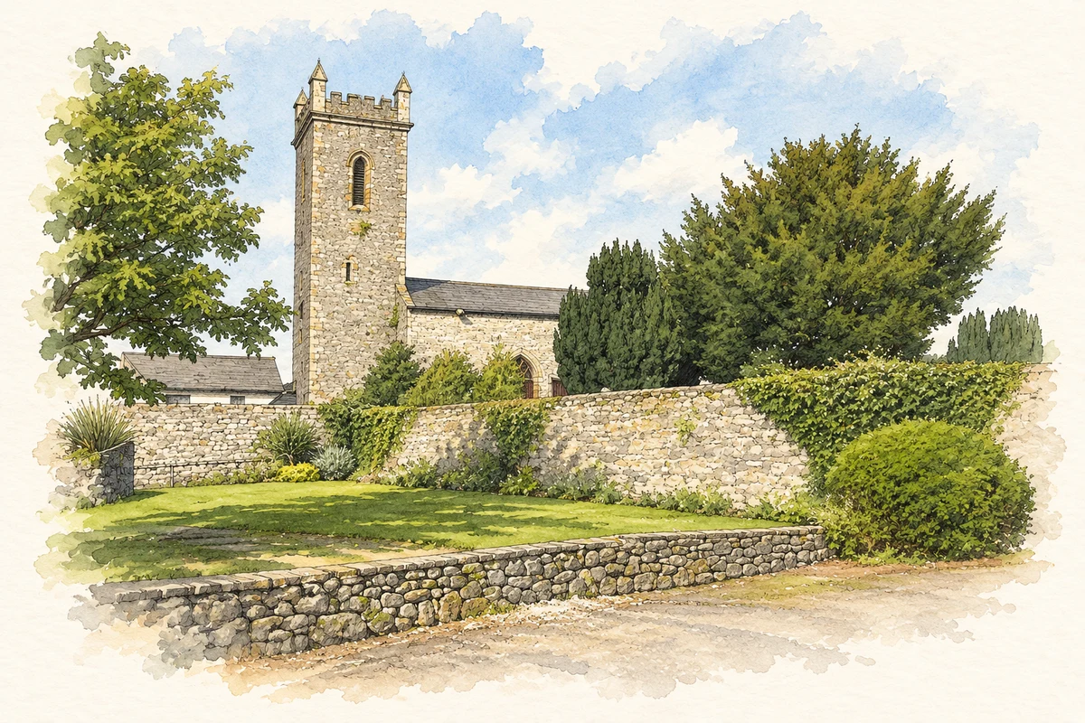Watercolour and fine ink illustration of Restored Abbey Community Centre, former Saint Michael's Church, Clane in Clane.