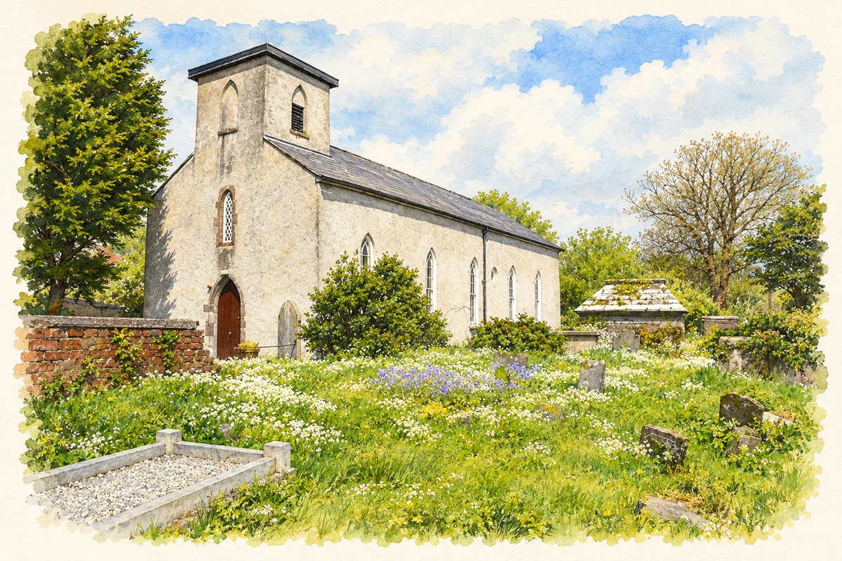 Watercolour and fine ink illustration of St James’s Church, Dingle.