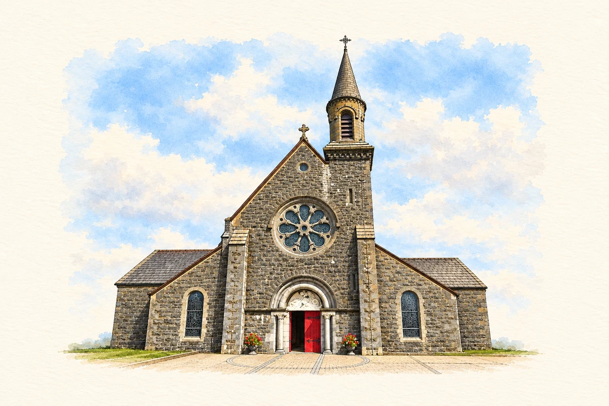 Watercolour and fine ink illustration of St Michael’s Church, Lixnaw.