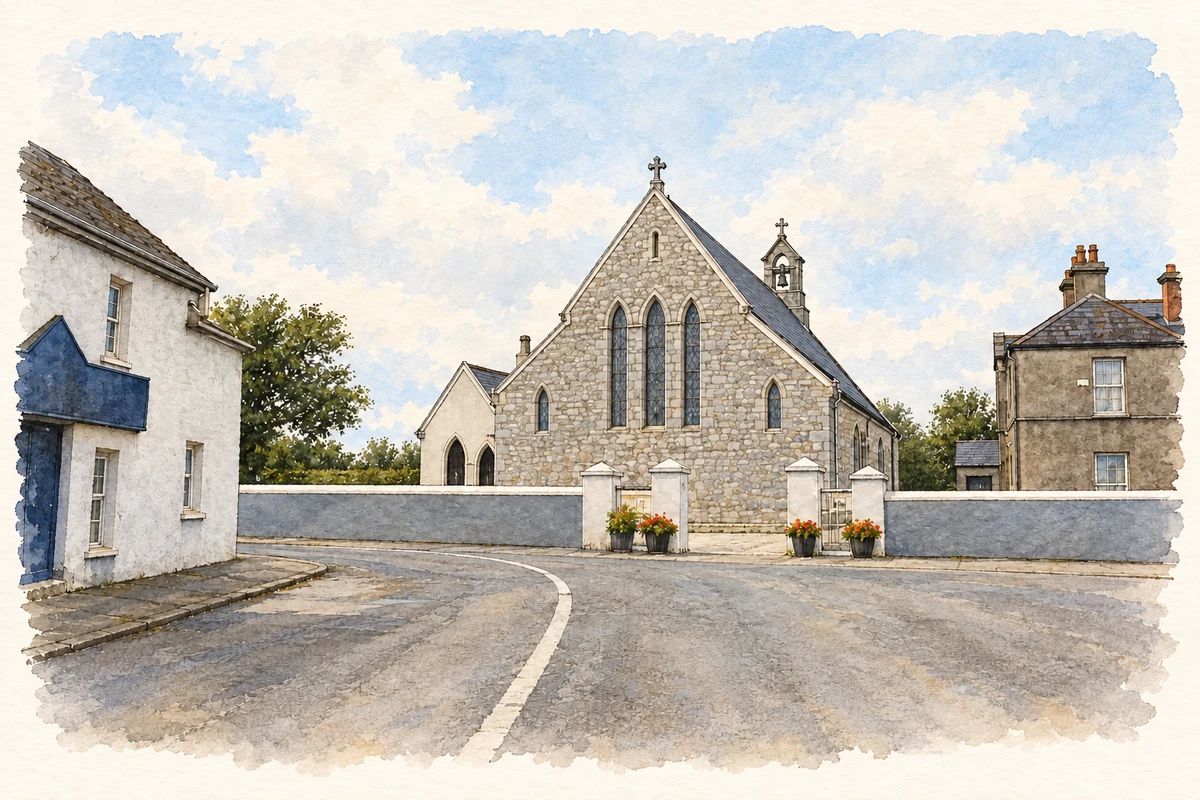 Watercolour and fine ink illustration of Church of the Immaculate Conception, Castletownroche.