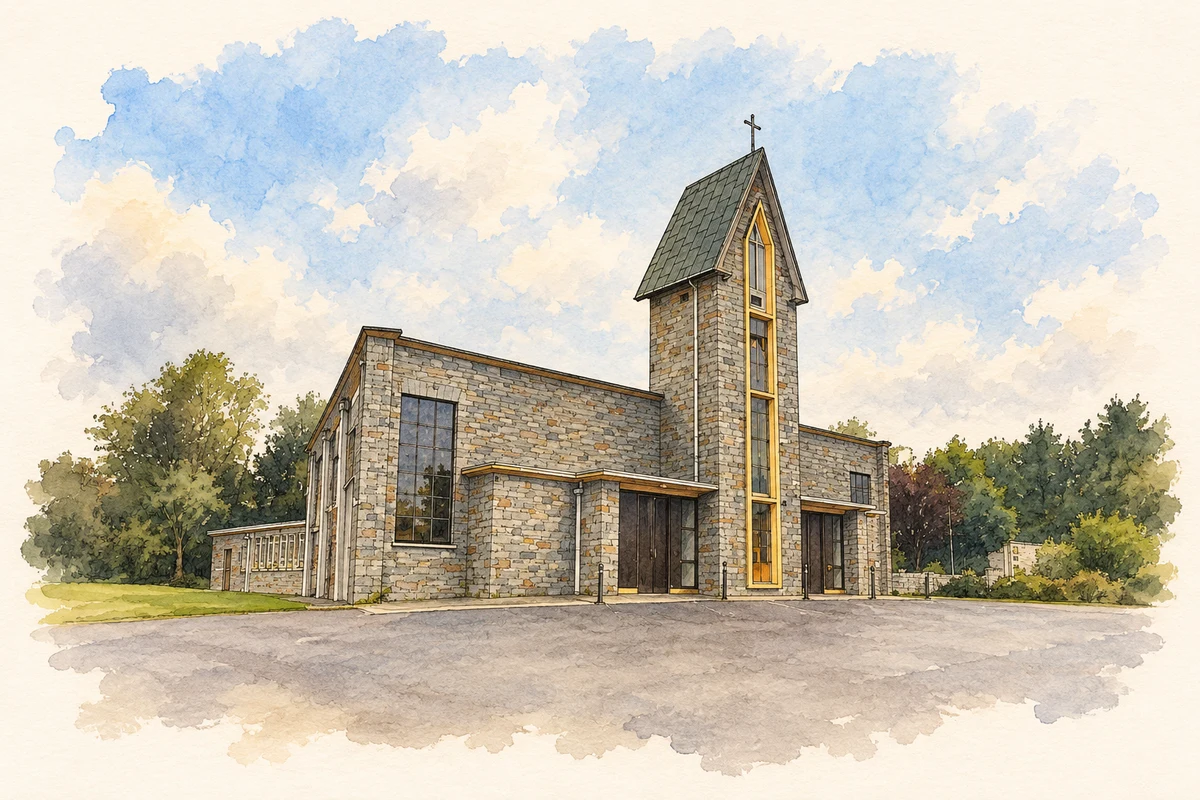 Watercolour and fine ink illustration of St Peter's Church, Drommahane.