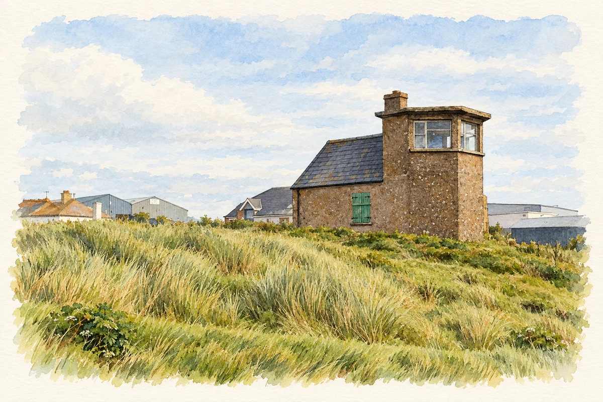 Watercolour and fine ink illustration of Former coastguard lookout, Kilmore Quay.