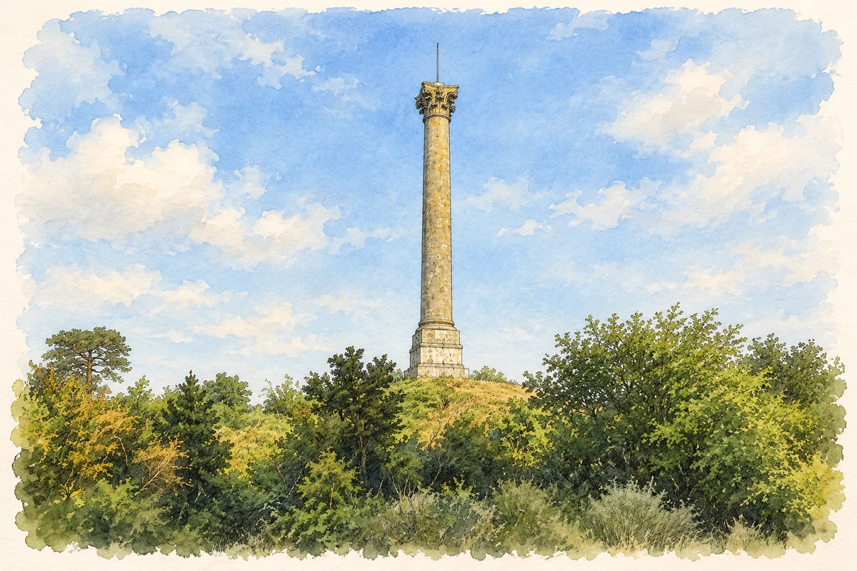Watercolour and fine ink illustration of Browne-Clayton Column, near Newbawn.