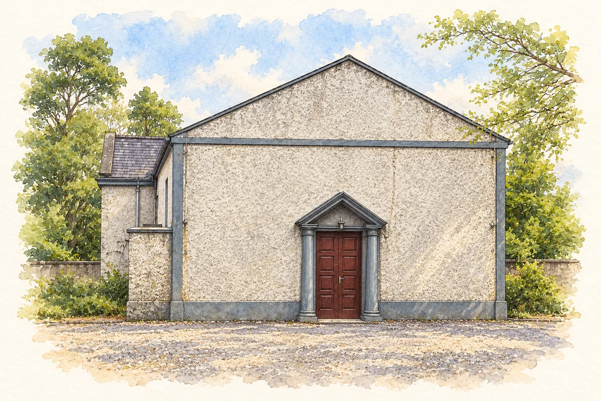 Watercolour and ink of Dunshaughlin Courthouse in Dunshaughlin.