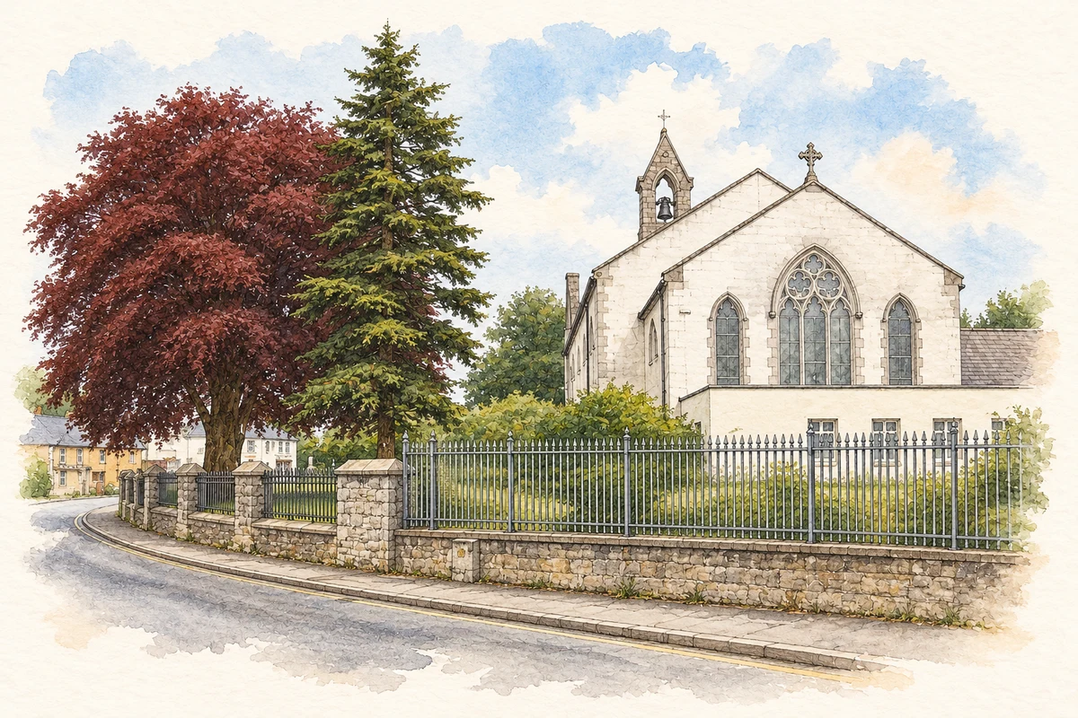 Watercolour and fine ink illustration of Holy Trinity Church, Ratoath, County Meath in Ratoath.