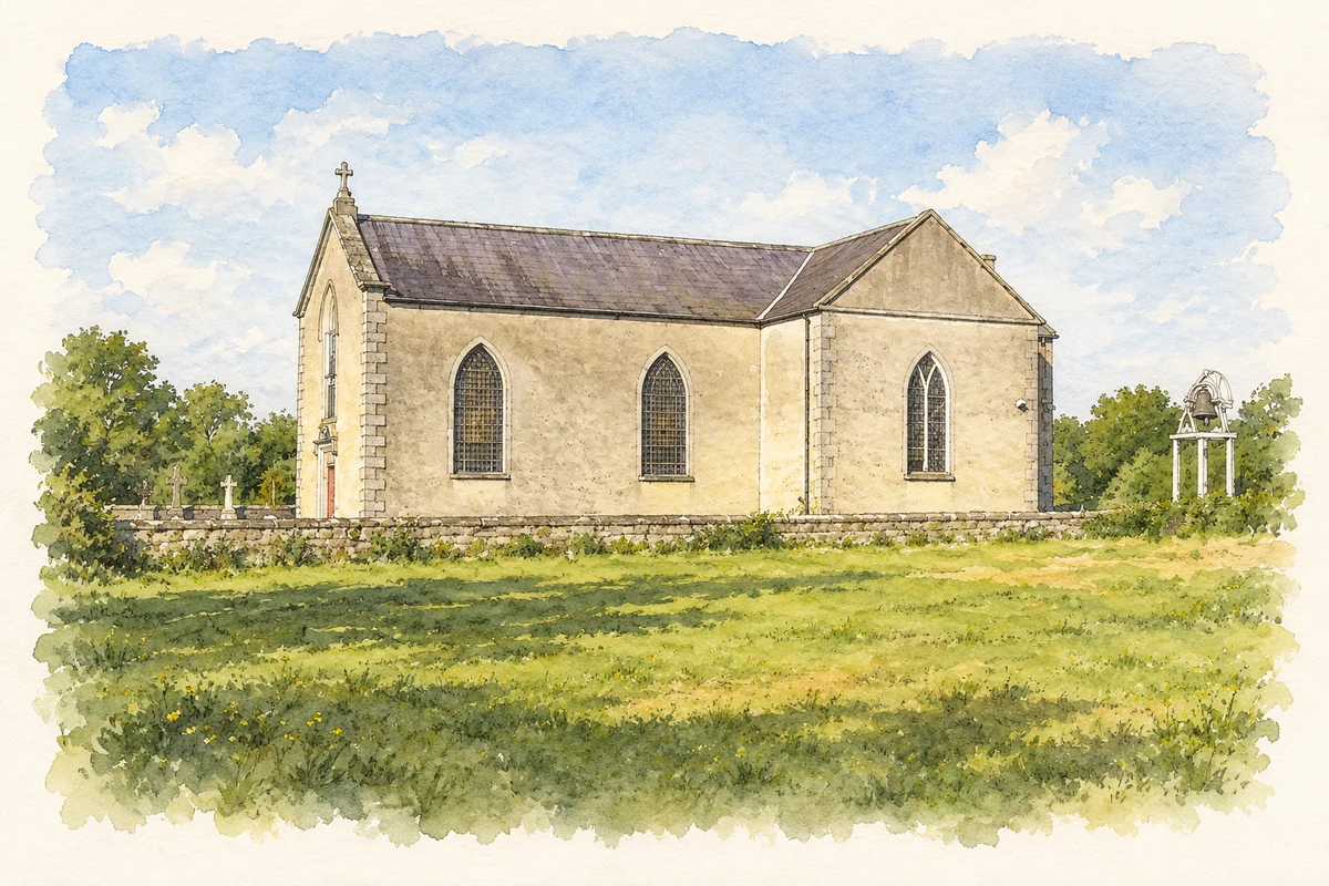 Watercolour and fine ink illustration of St Patrick’s Church, Stamullen.