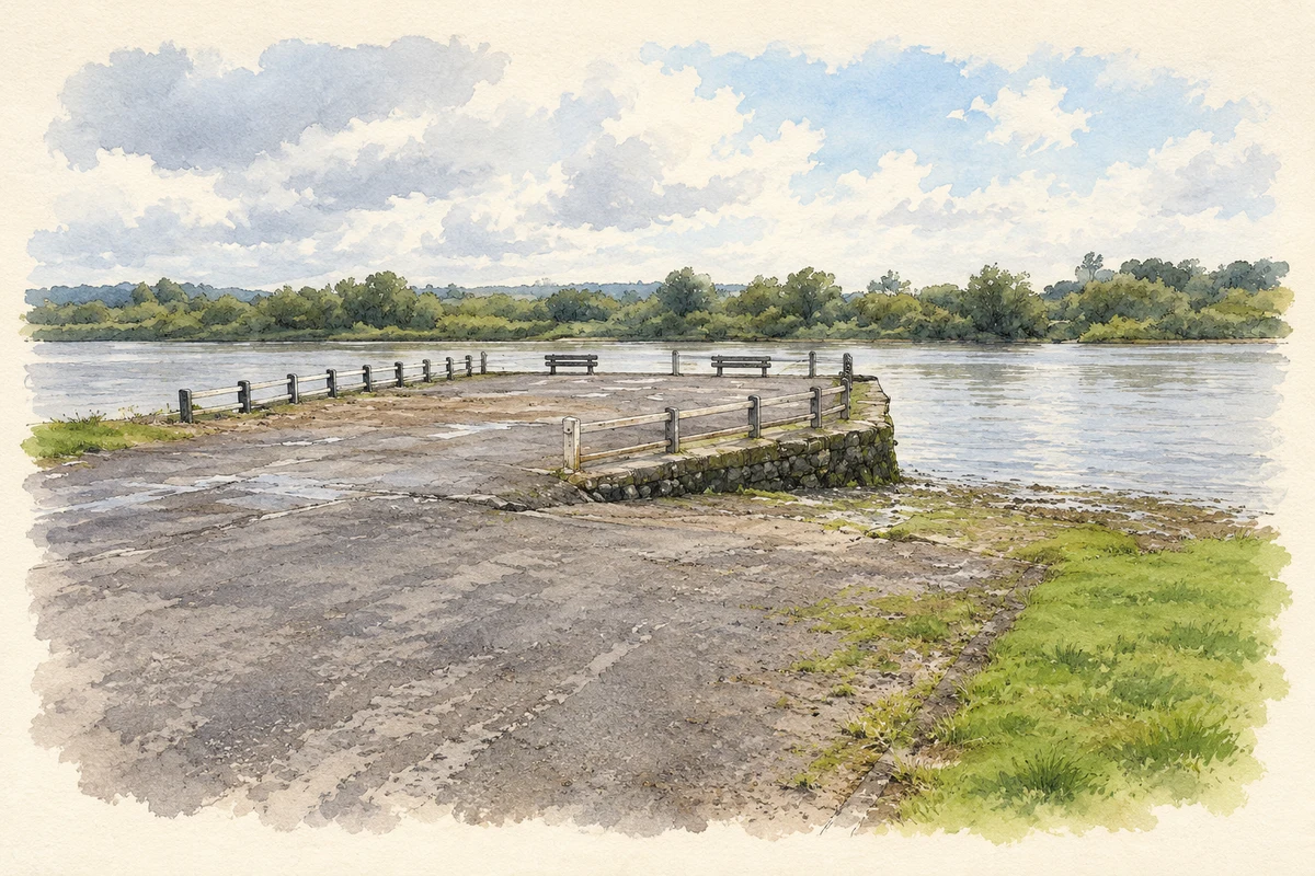 Watercolour and fine ink illustration of Villierstown Quay on the River Blackwater.