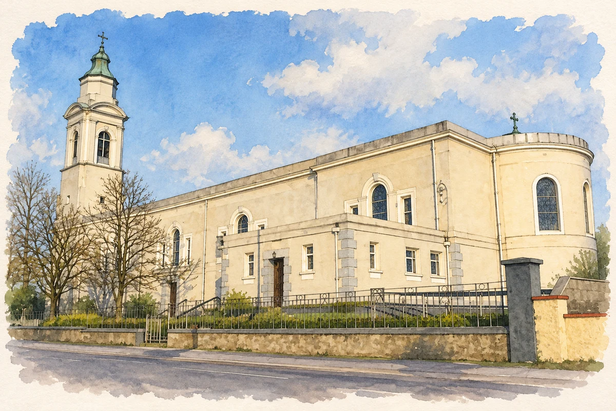 Watercolour and fine ink illustration of Church of the Most Holy Redeemer, Newport, County Tipperary.