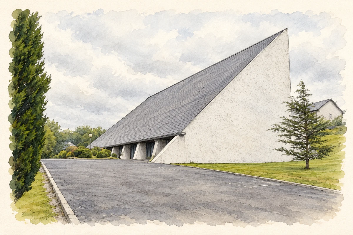 Watercolour and fine ink illustration of St Connell's Church, Glenties.
