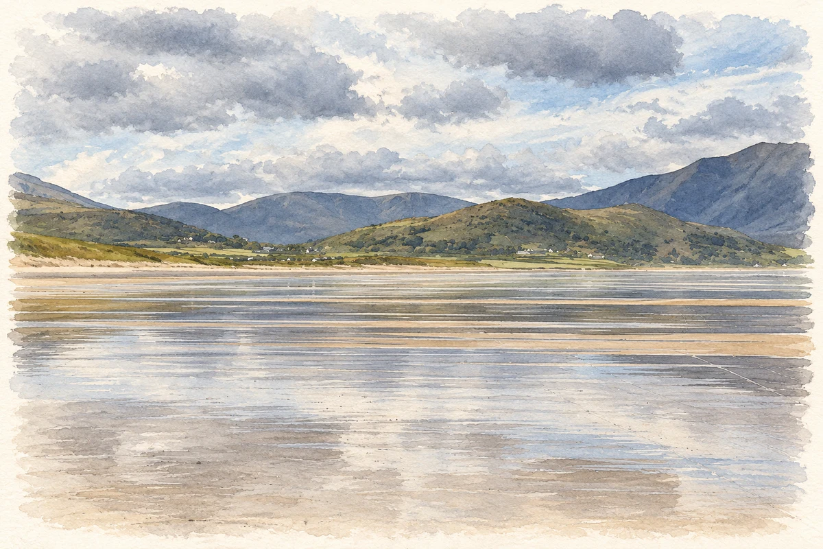 Watercolour and fine ink illustration of Stradbally Strand, County Kerry.