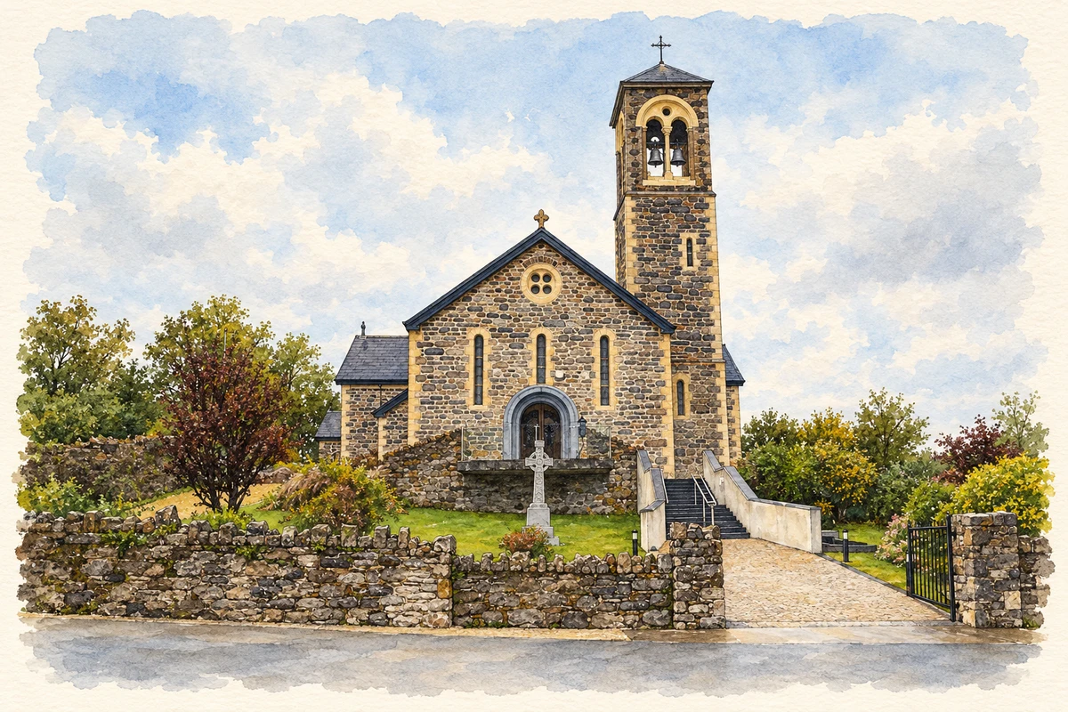 Watercolour and fine ink illustration of St Michael’s Church, Sneem.