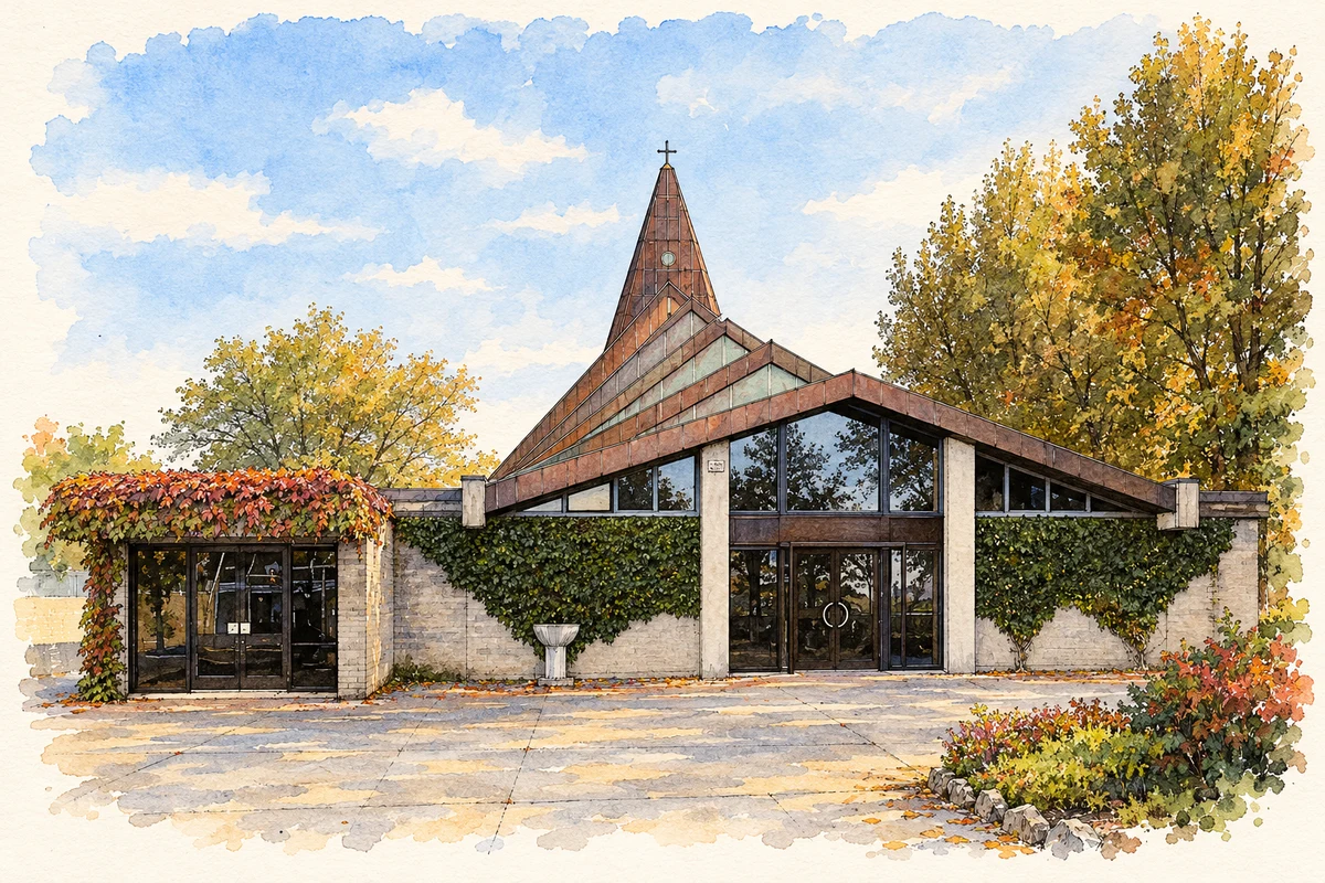 Watercolour and fine ink illustration of Saint Bernard's Church, Abbeydorney.