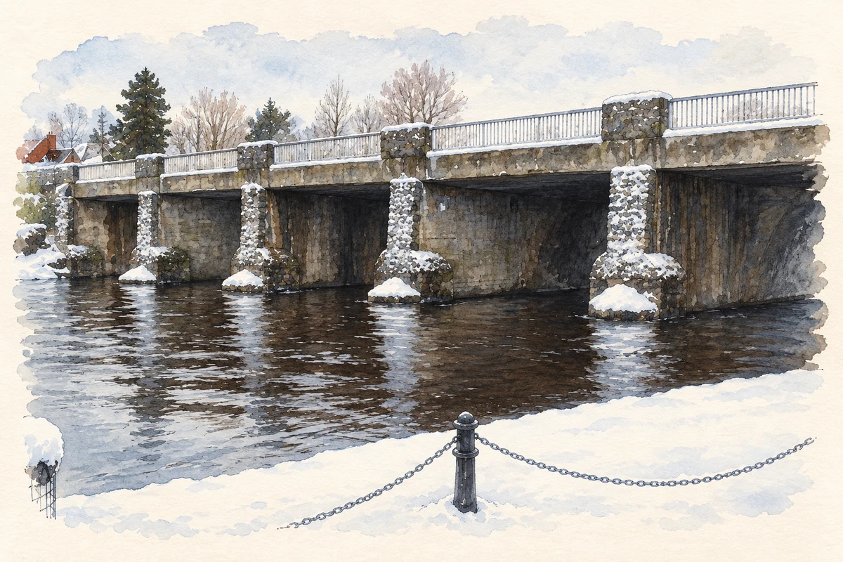 Watercolour and fine ink illustration of Kilcullen Bridge, County Kildare.