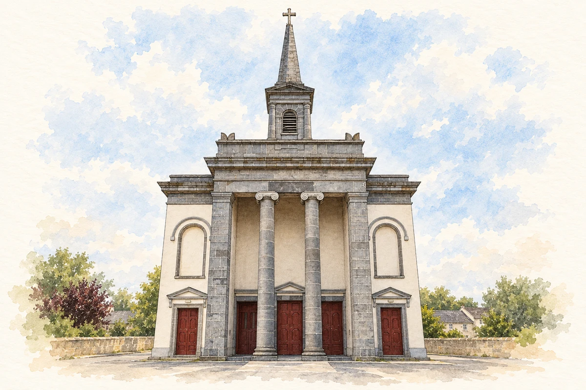Watercolour and fine ink illustration of Church of the Assumption, Callan, County Kilkenny in Callan.