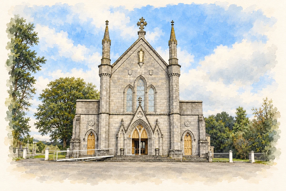 Watercolour and fine ink illustration of Saint Patrick's Church, Ballyragget.
