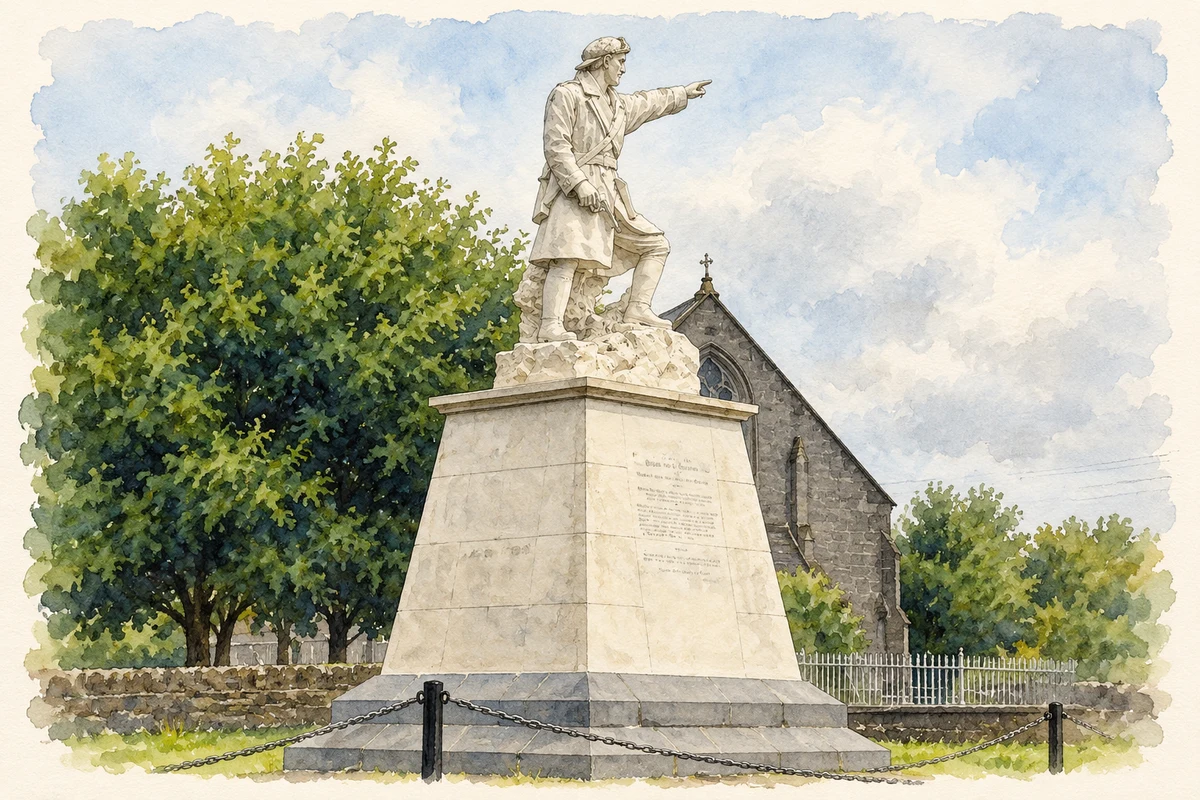 Watercolour and fine ink illustration of Sean Wall Monument, Bruff, County Limerick.