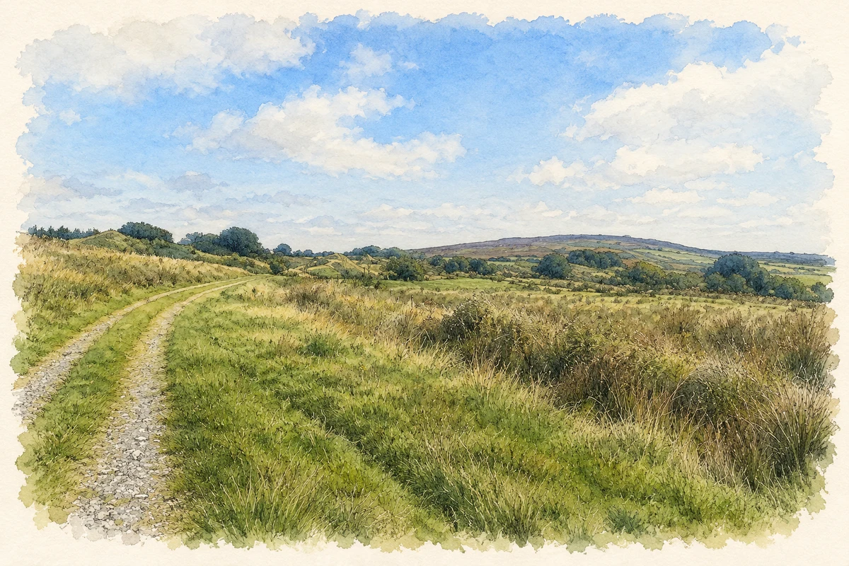 Watercolour and fine ink illustration of Carrigkerry Esker at Glenastar, near Carrigkerry, County Limerick.