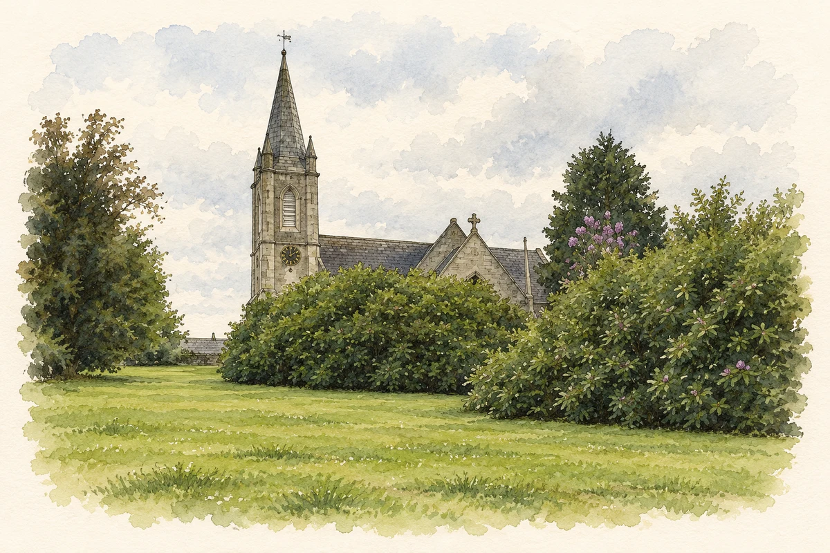 Watercolour and fine ink illustration of Saint Mary's Church, Bunclody.