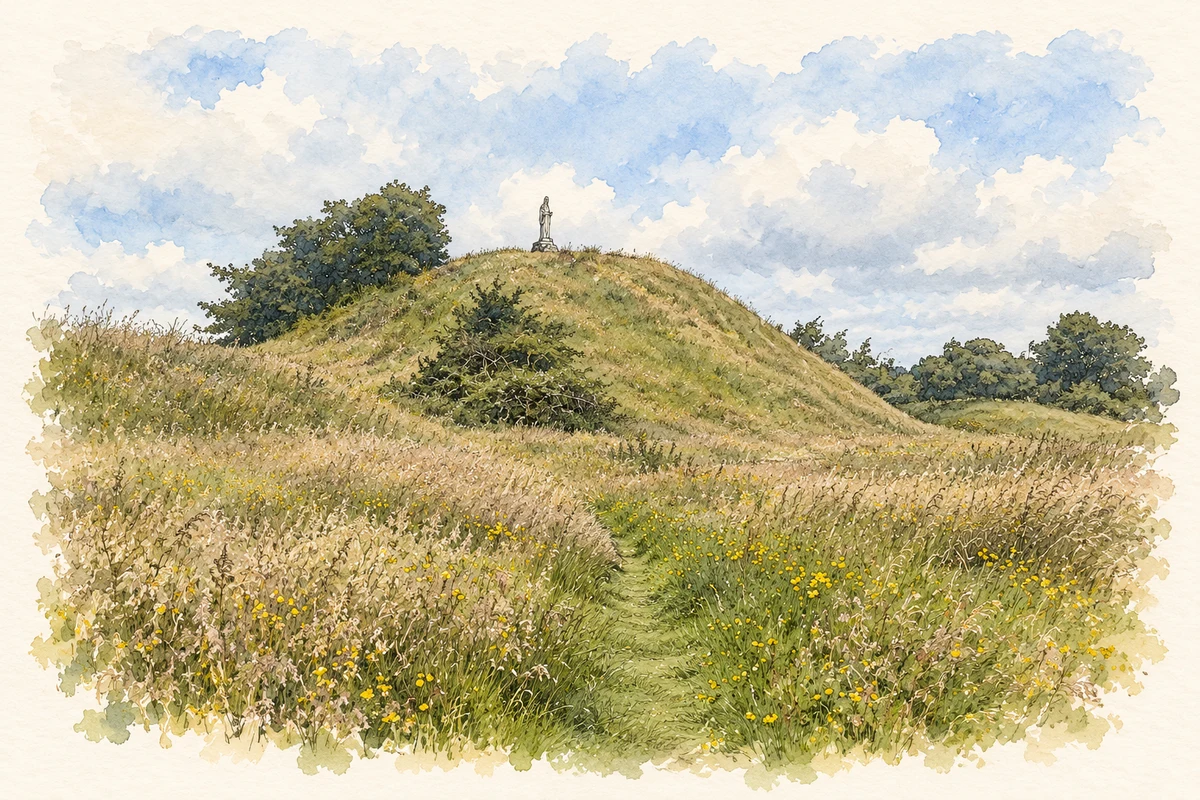 Watercolour and fine ink illustration of Granard Motte, County Longford in Granard.
