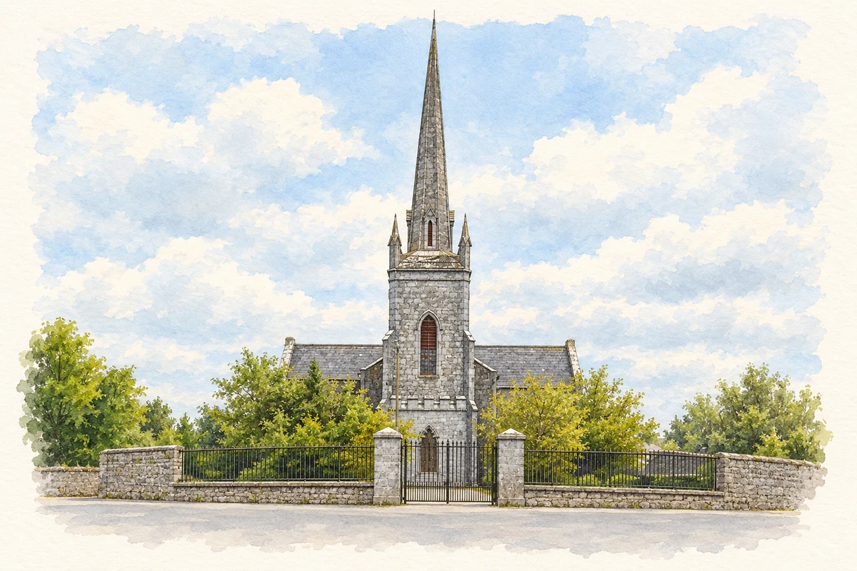 Watercolour and fine ink illustration of St Paul’s Church, Banagher.