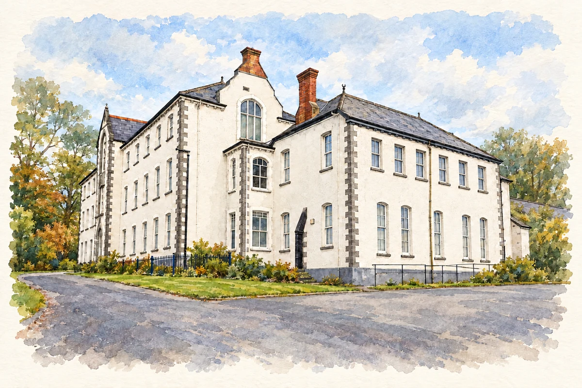 Watercolour and fine ink illustration of Cavan County Museum, Ballyjamesduff, County Cavan.