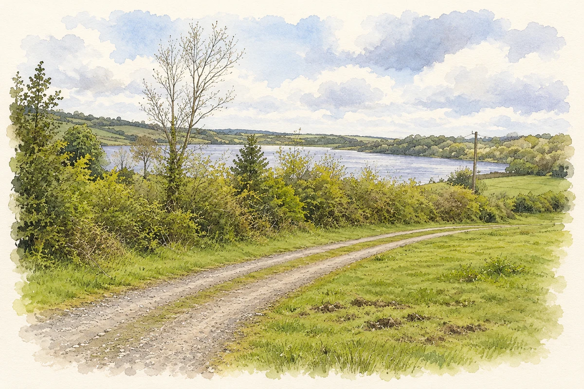 Watercolour and fine ink illustration of Lower Lough, Arvagh.