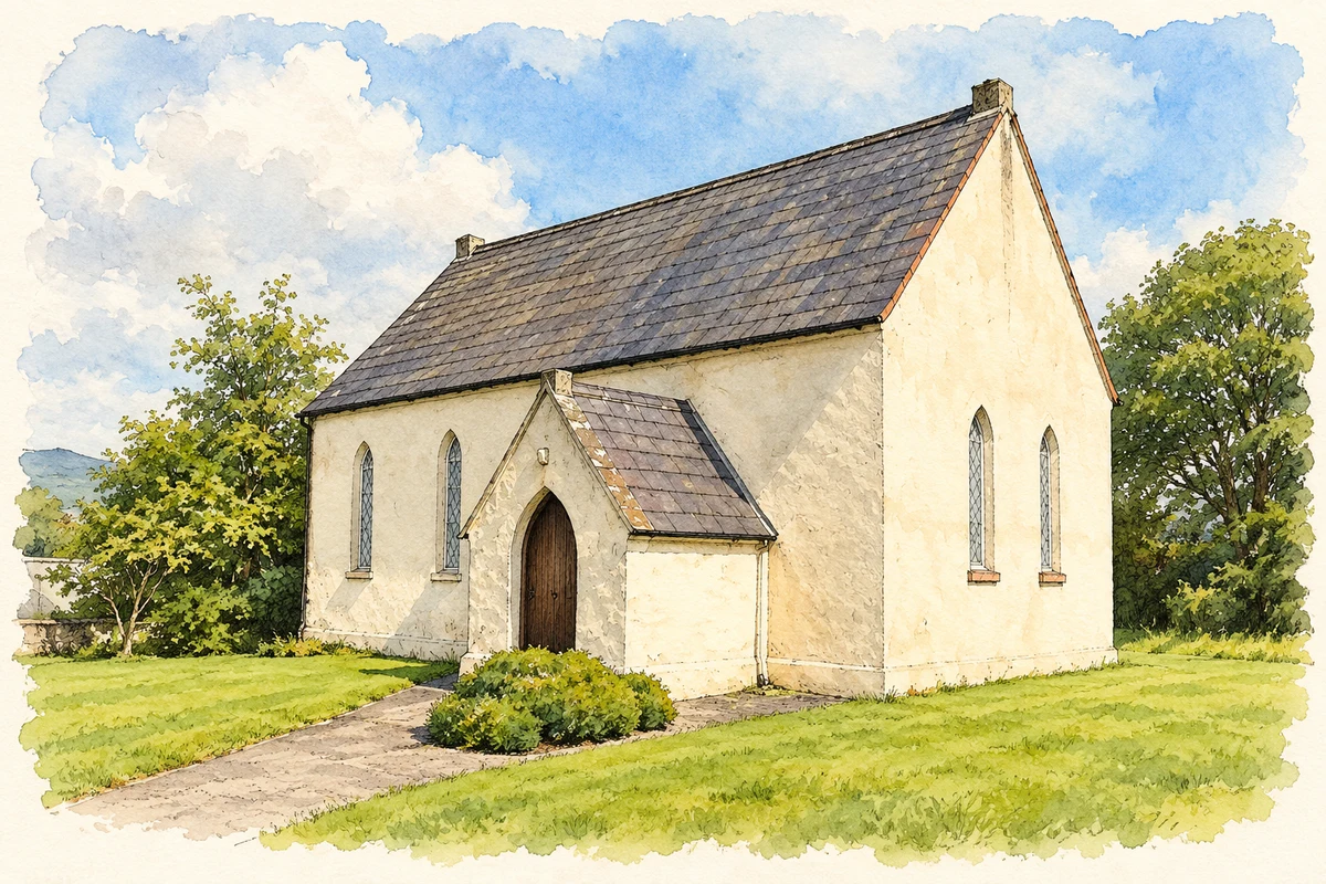 Watercolour and fine ink illustration of Collooney Methodist Church, County Sligo.