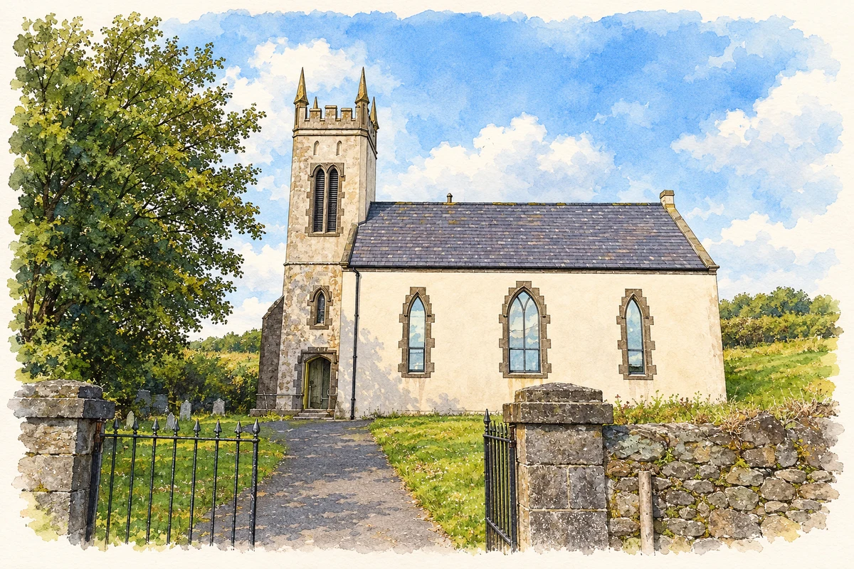 Watercolour and fine ink illustration of Copper Coast Geopark Visitor Centre, Bunmahon, County Waterford.