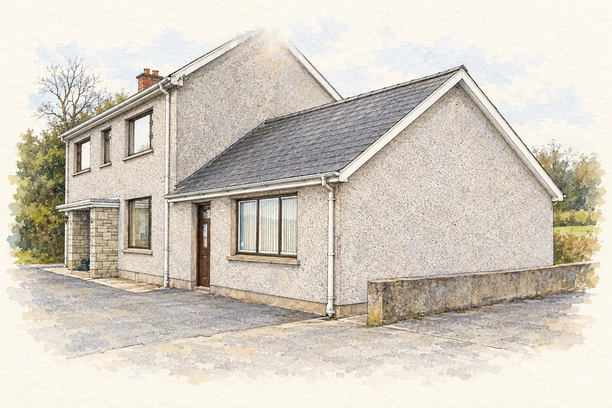 Watercolour and fine ink illustration of Leonard’s, Clady More.