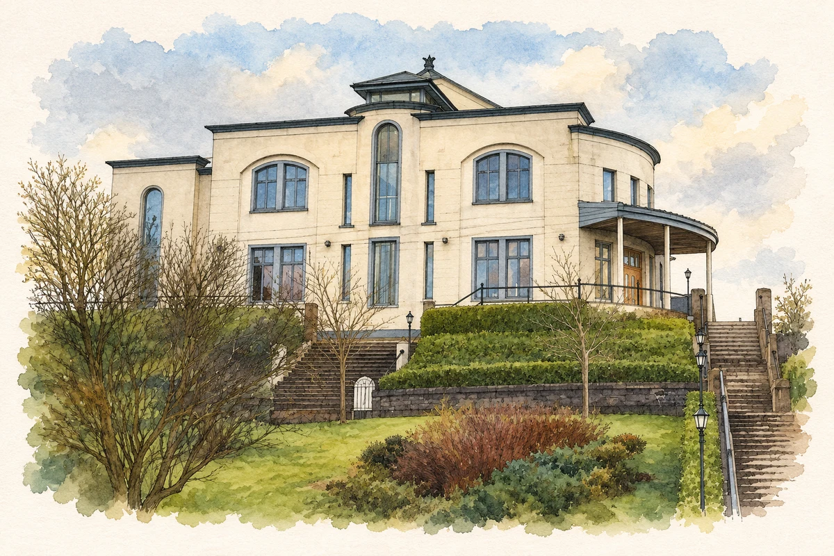 Watercolour and fine ink illustration of First Ballyeaston Presbyterian Church, County Antrim.